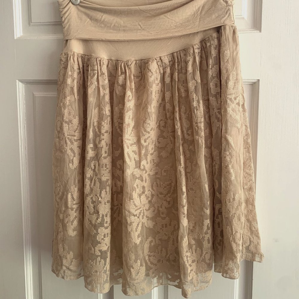 Sundance silk lace skirt Sz L, Cream/Beige Cool!